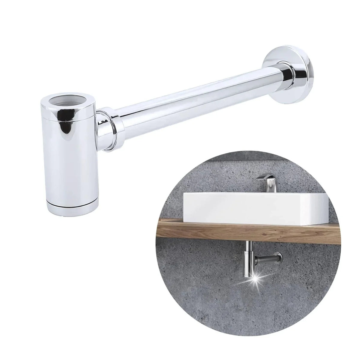 Sifón Cilindro Botella Metálico Cromado de Lujo