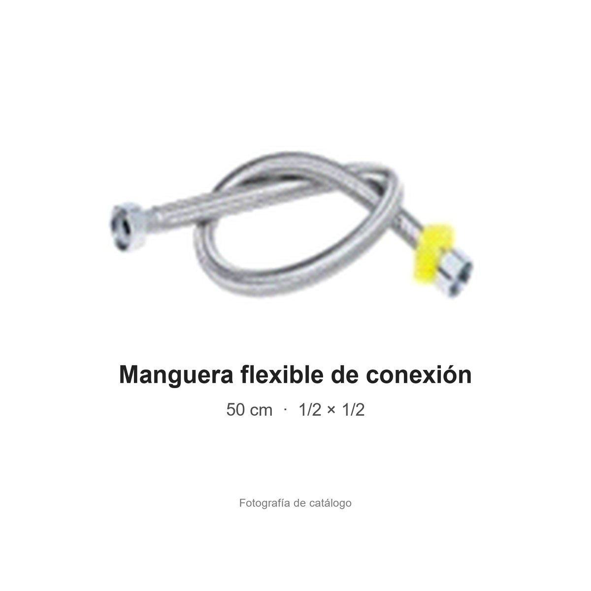 Manguera flexible de conexión de 50 cm con roscas de 1/2 × 1/2, incluida en el combo de baño