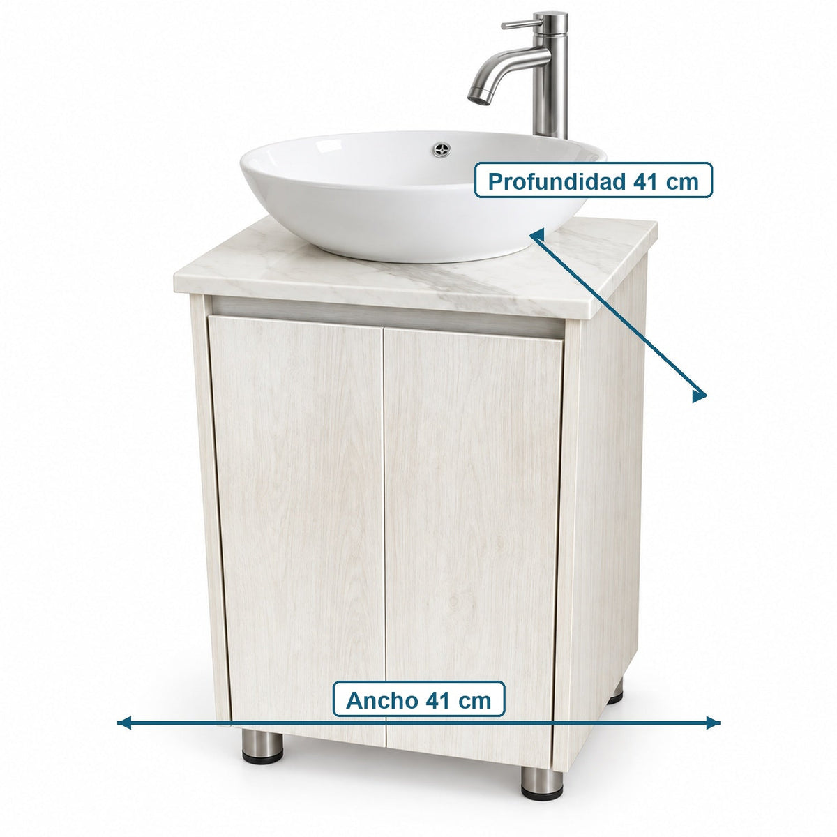 Combo Mueble De Baño RH Con Lavamanos En Mármol 41 X 41 Cm - medidas del producto