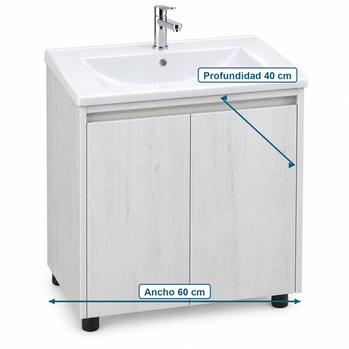 Combo Mueble De Baño RH Con Lavamanos Cerámico 60 X 40 Cm - medidas del producto