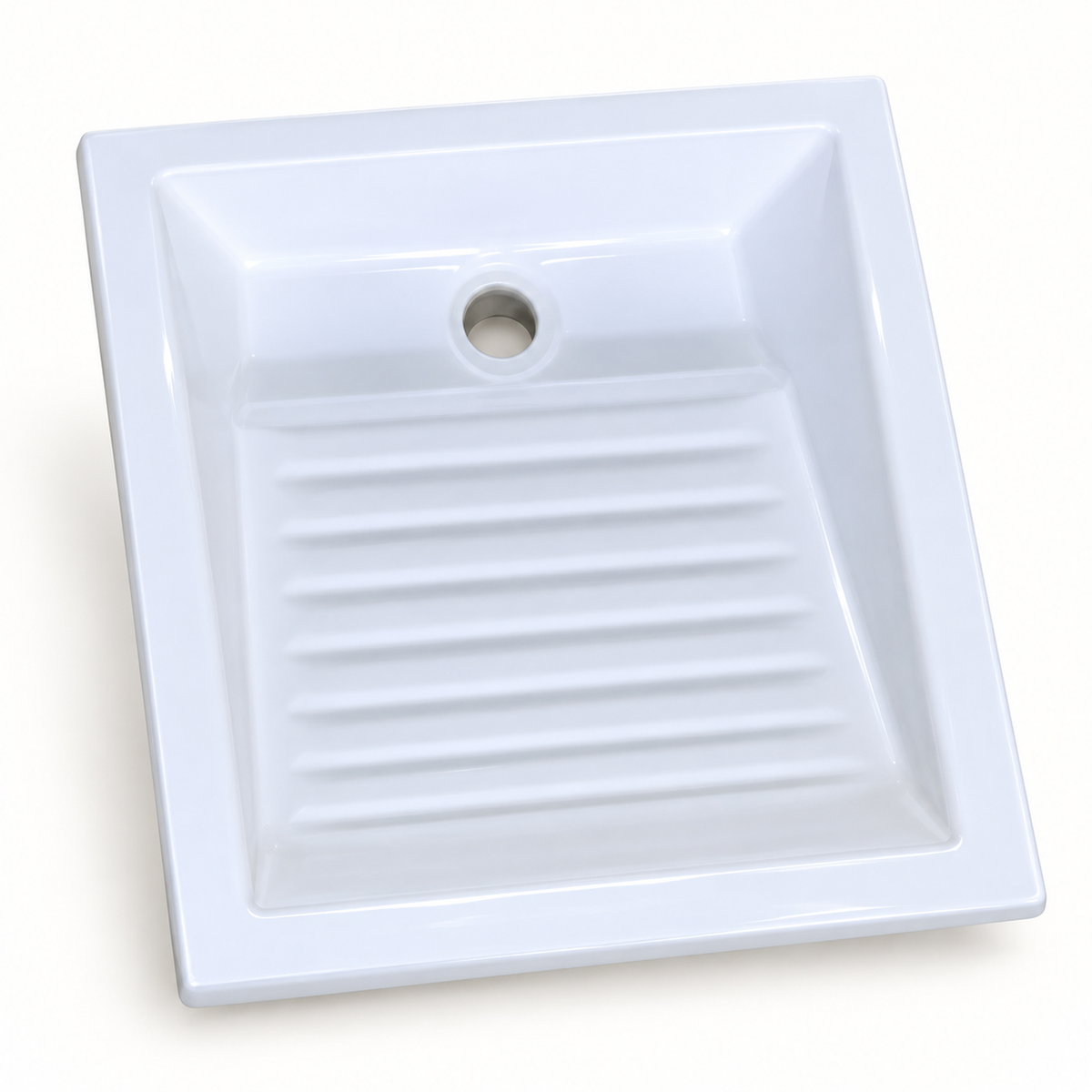 Lavadero Blanco Con Superficie Estriada 51 X 46 Cm - fondo blanco