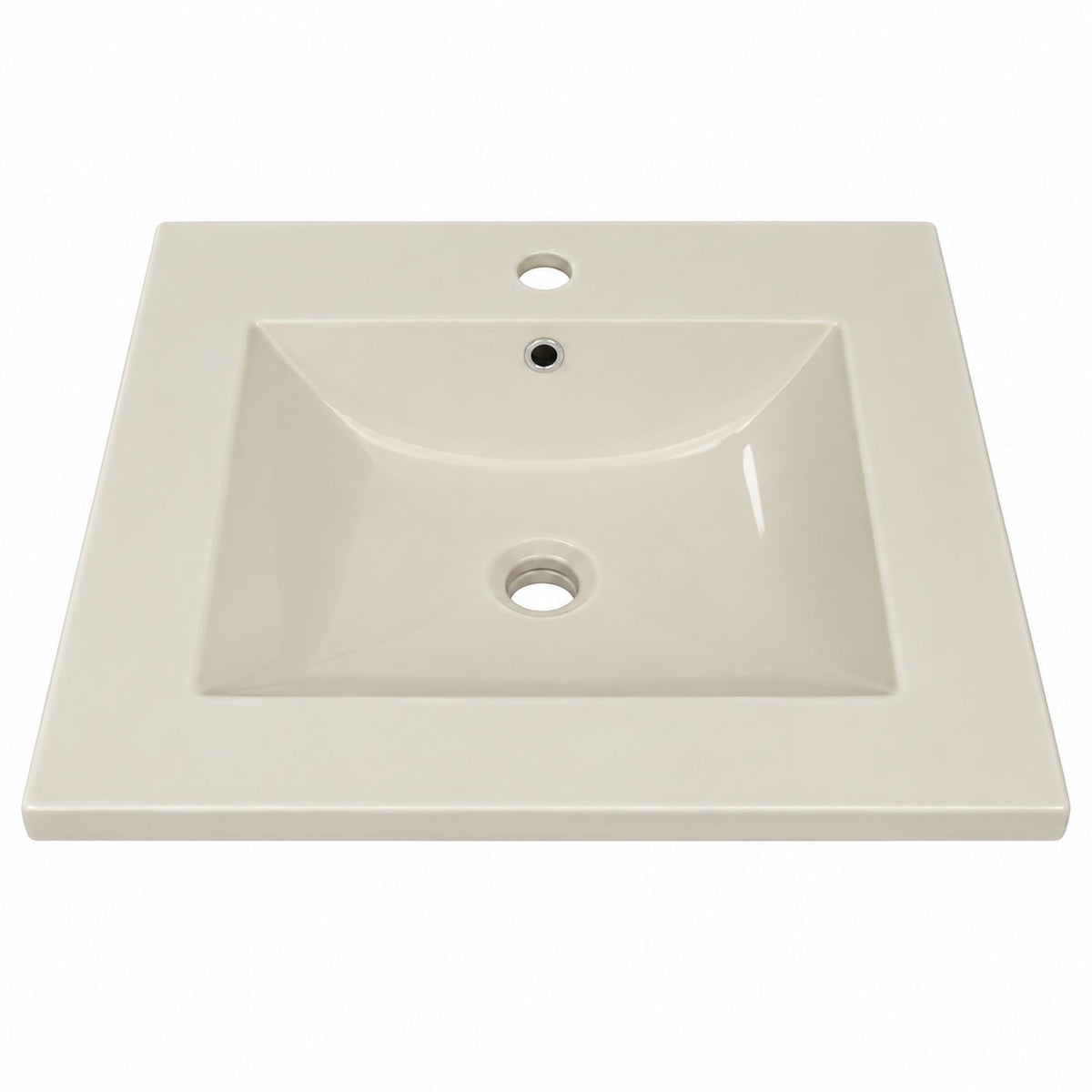 Lavamanos Integrado De Porcelana Beige 41 X 41 Cm - producto sobre fondo blanco
