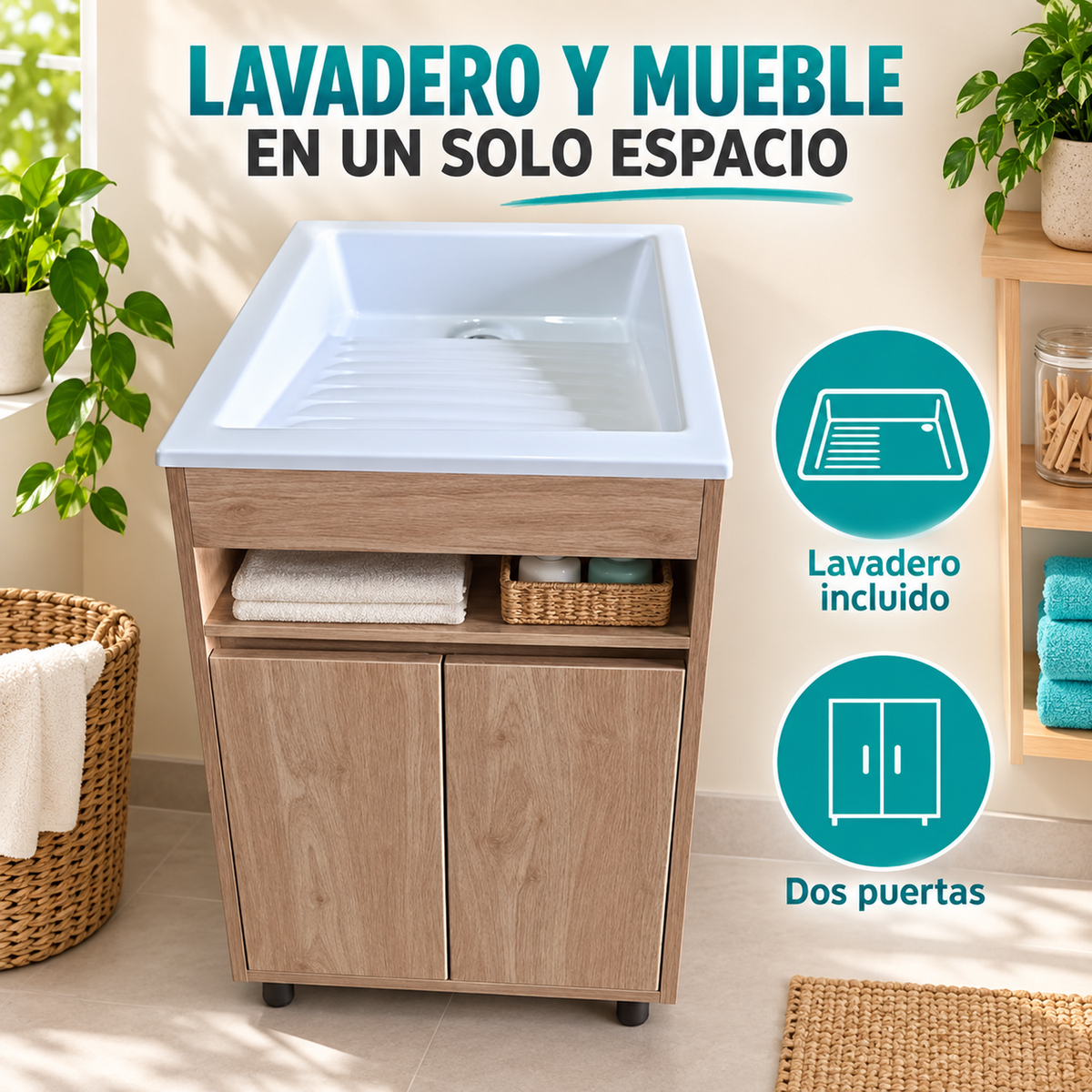 Combo Mueble Con Lavadero 50 X 40 Cm - detalle