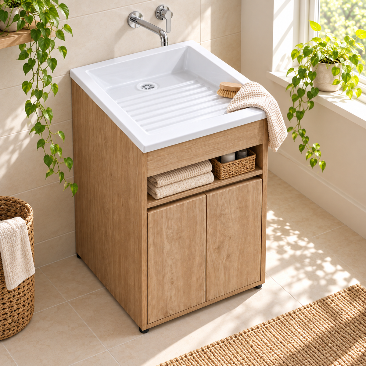 Combo Mueble Para Lavadero Con Pila Blanca 51 X 46 Cm - ambientación adicional