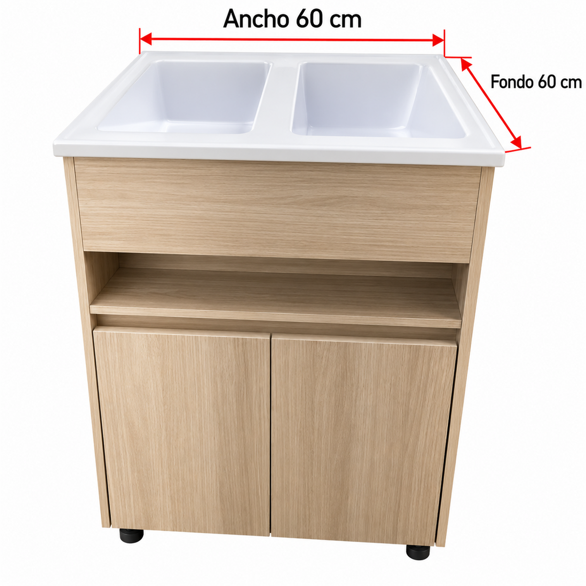 Mueble Con Lavadero Doble 60 X 60 Cm: medidas