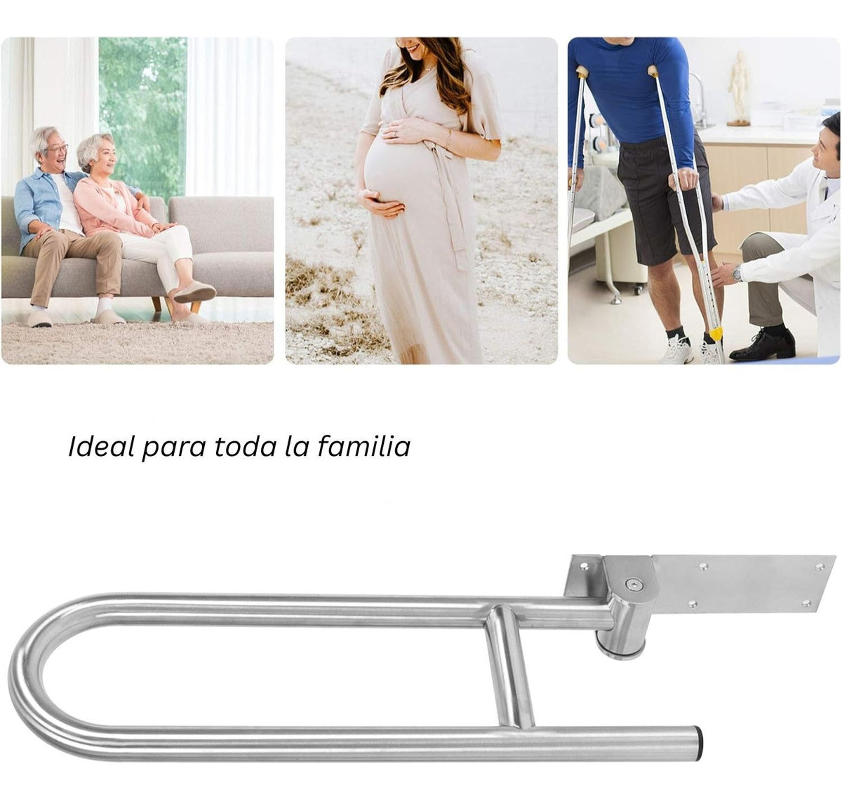 Barra De Seguridad Abatible 70cm En Acero Inoxidable