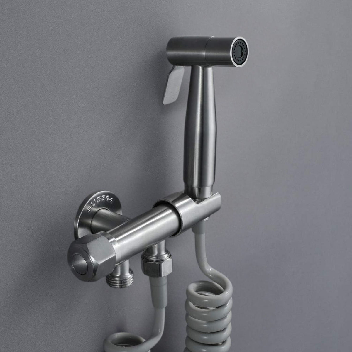 Válvula Registro-Desviador-Soporte Negro SUS304 con Válvula de Cierre por Separado