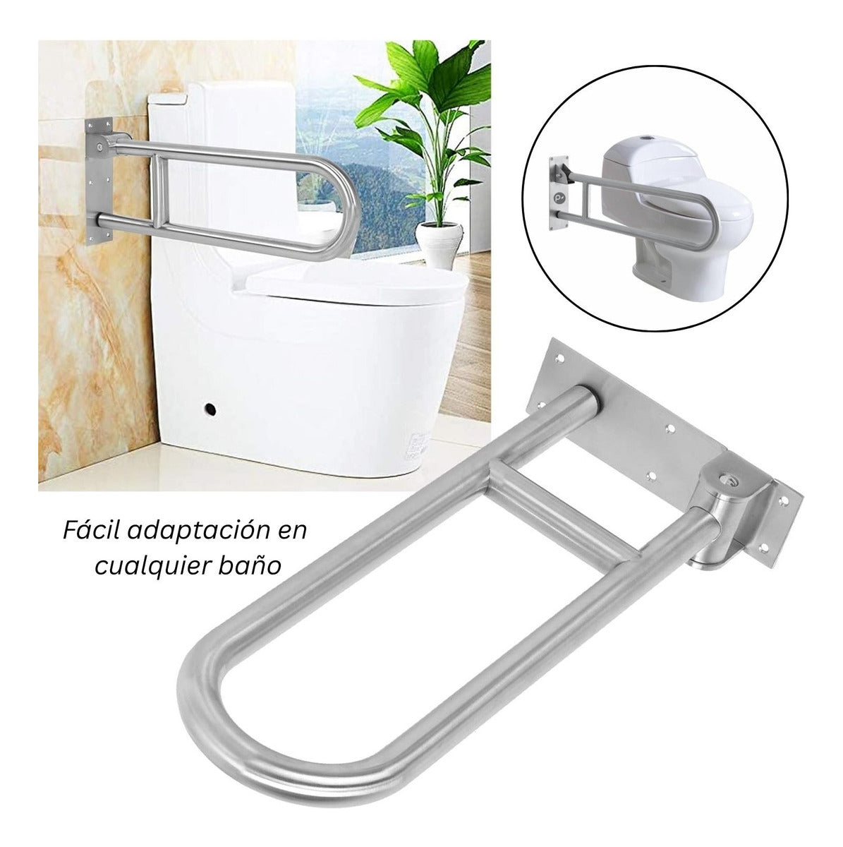 Barra De Seguridad Abatible 70cm En Acero Inoxidable