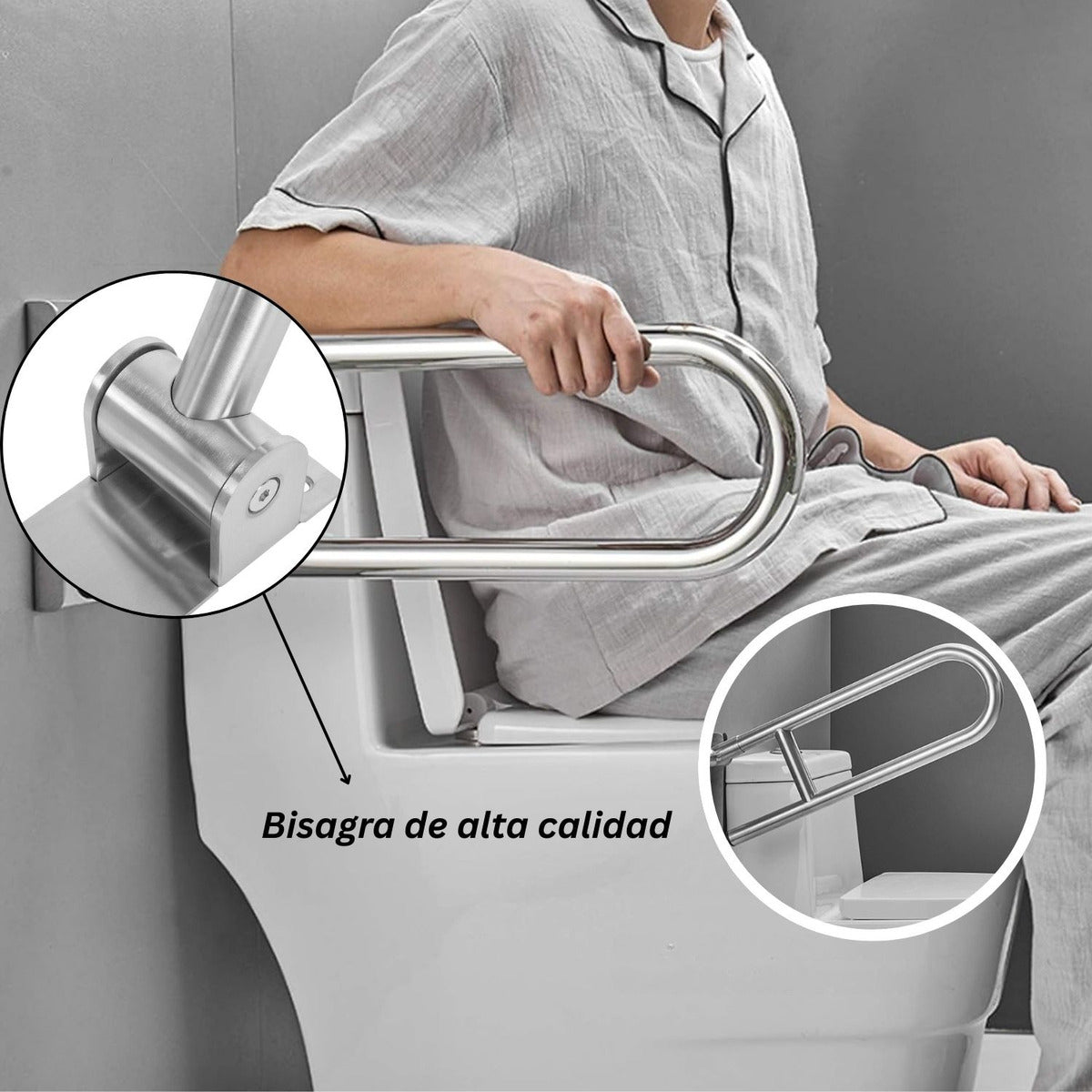 Barra De Seguridad Abatible 70cm En Acero Inoxidable