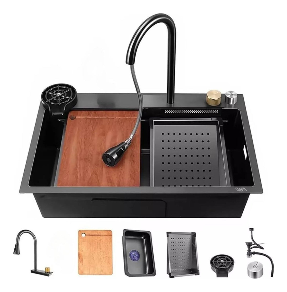 Lavaplatos Doble Negro - 75x46 cm en Acero Inoxidable 304