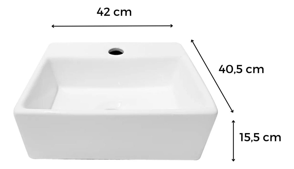 Lavamanos Cerámica Blanca 40,5x42cm - Sobreponer, Vessel