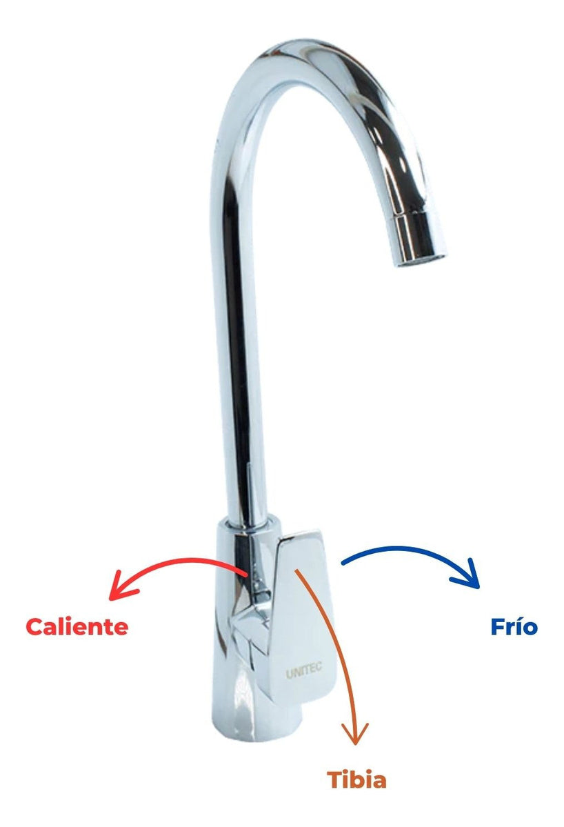 Grifería Monocontrol para Lavaplatos Cromada Metálica, Cuello Cisne - Cocina