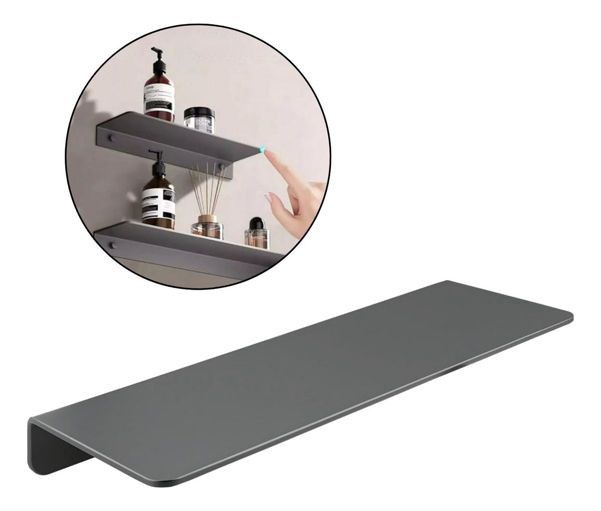 Repisa Moderna Rectangular Negra Aluminio 28 cm - Incluye Accesorios de Instalación