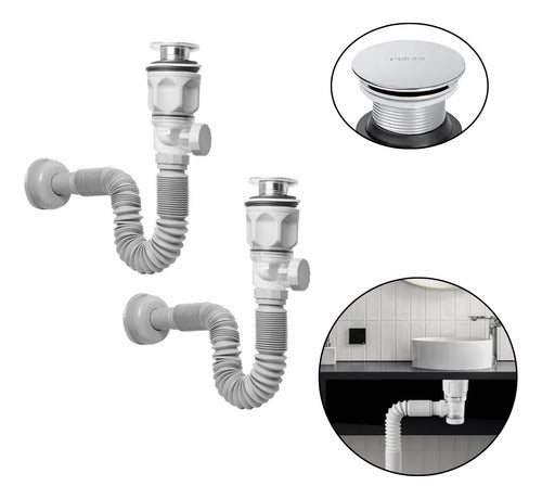 Pack X 2 Desague Push Sifon Universal Valvula Antiretorno
