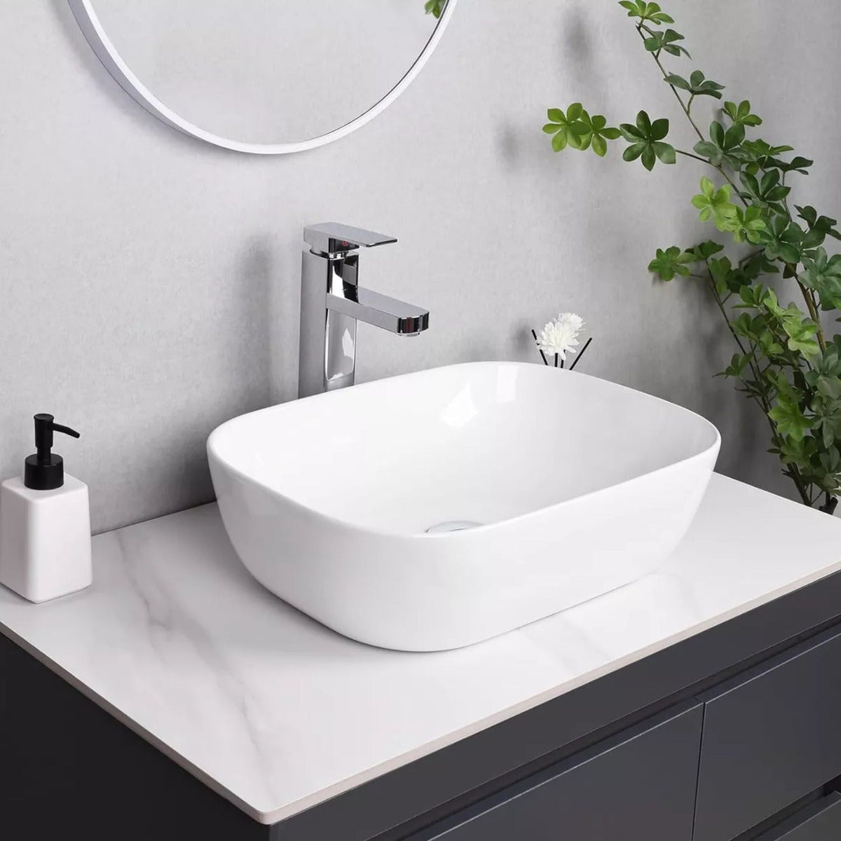 Lavamanos Ópera Rectangular 33x47 cm - Vessel Blanco de Sobreponer