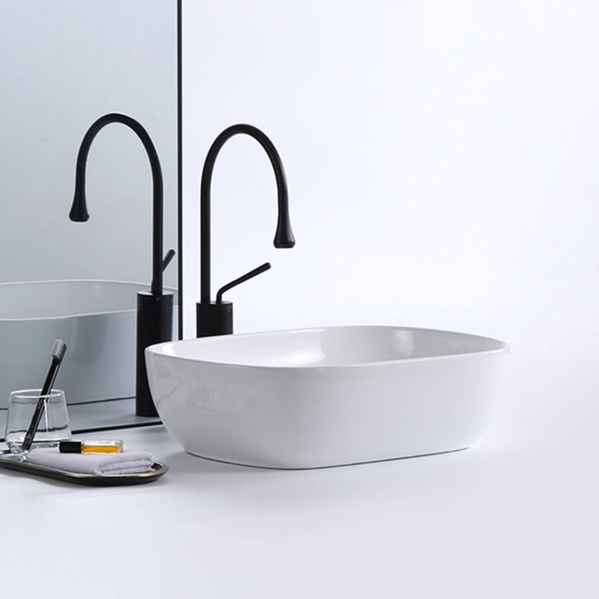 Lavamanos Ópera Rectangular 33x47 cm - Vessel Blanco de Sobreponer