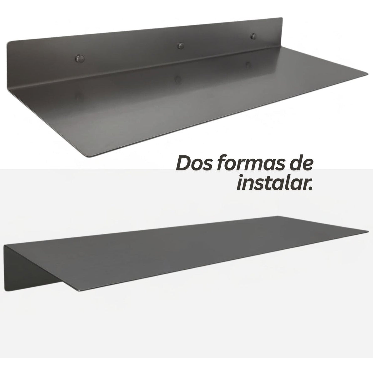 Repisa Moderna Rectangular Negra Aluminio 28 cm - Incluye Accesorios de Instalación
