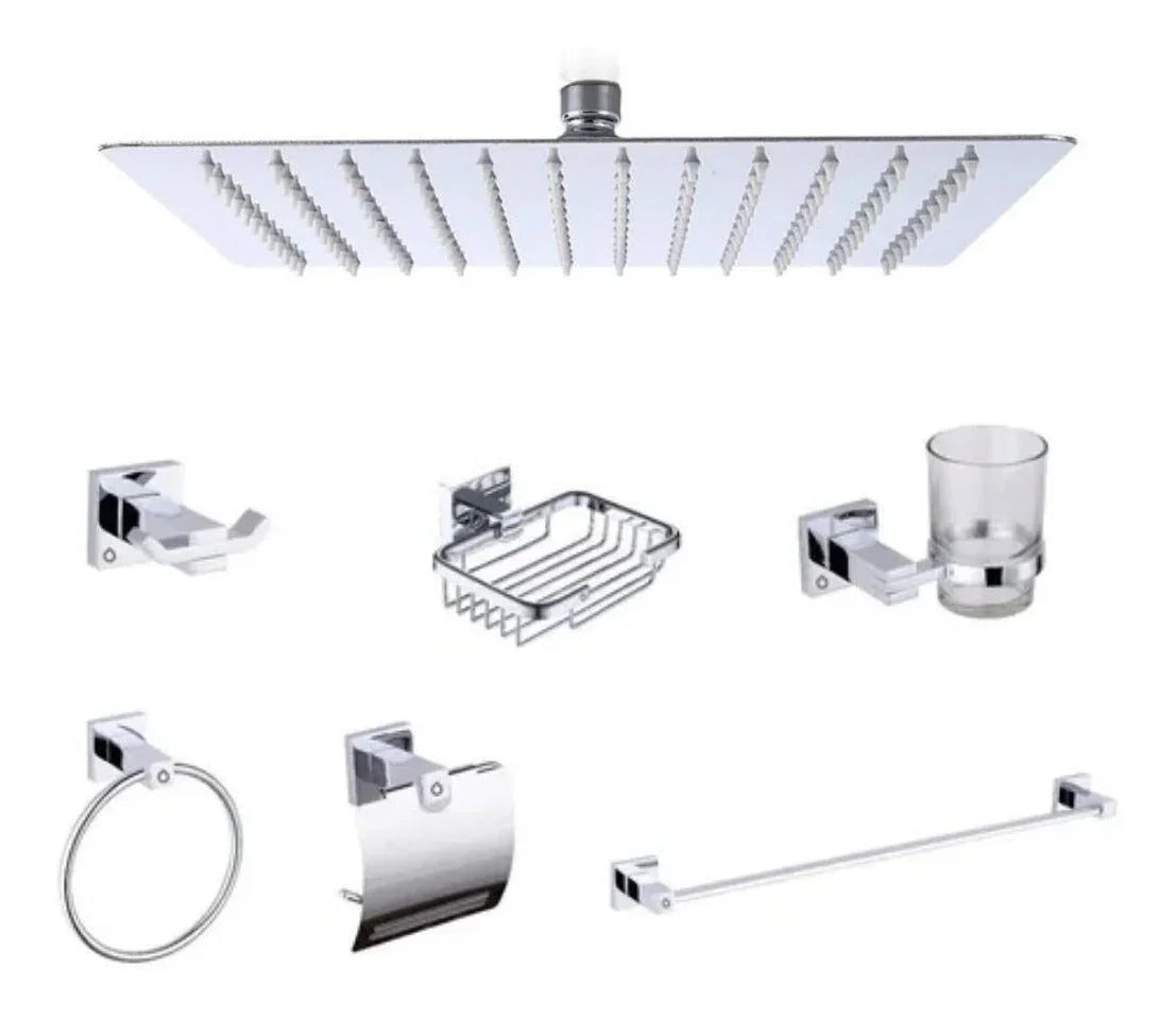 Juego De Accesorios Cuadrado, Ducha Cuadrada 30 Cm