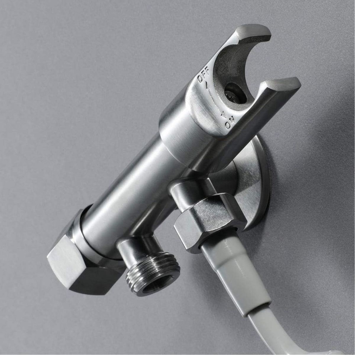 Válvula Registro-Desviador-Soporte Negro SUS304 con Válvula de Cierre por Separado