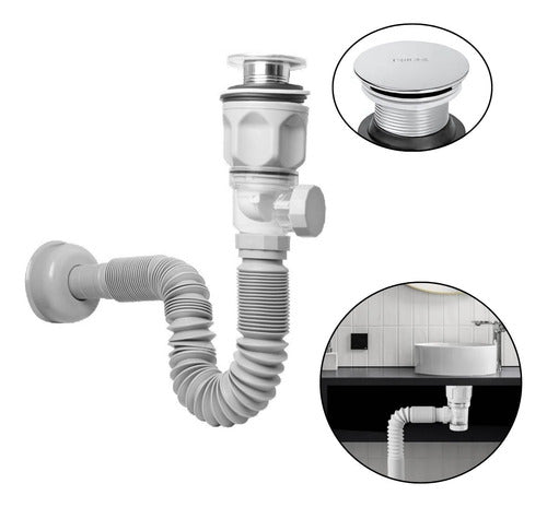 Pack X 2 Desague Push Sifon Universal Valvula Antiretorno