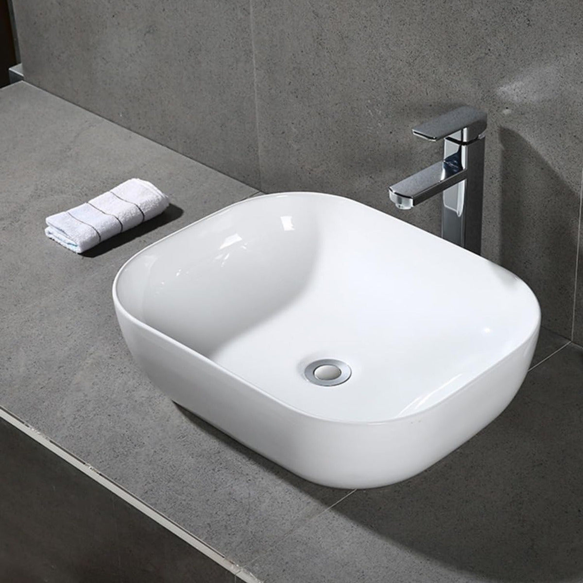 Lavamanos Ópera Rectangular 33x47 cm - Vessel Blanco de Sobreponer