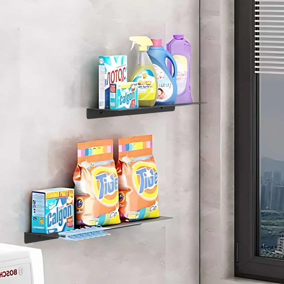 Repisa Moderna Rectangular Negra Aluminio 28 cm - Incluye Accesorios de Instalación