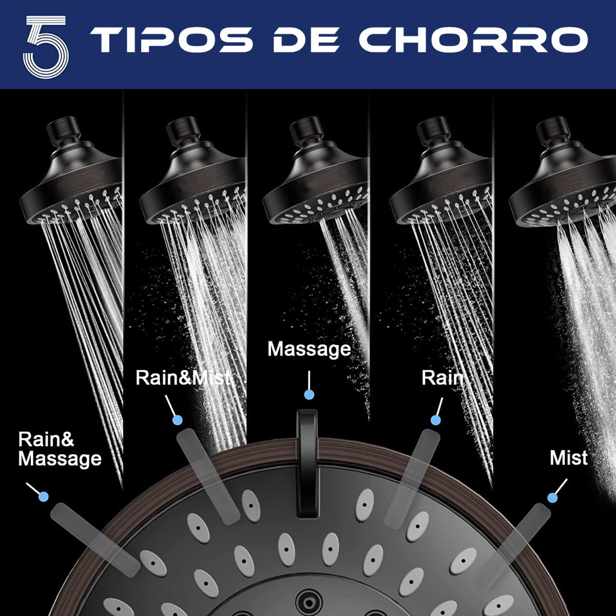 Regadera Ducha Negra