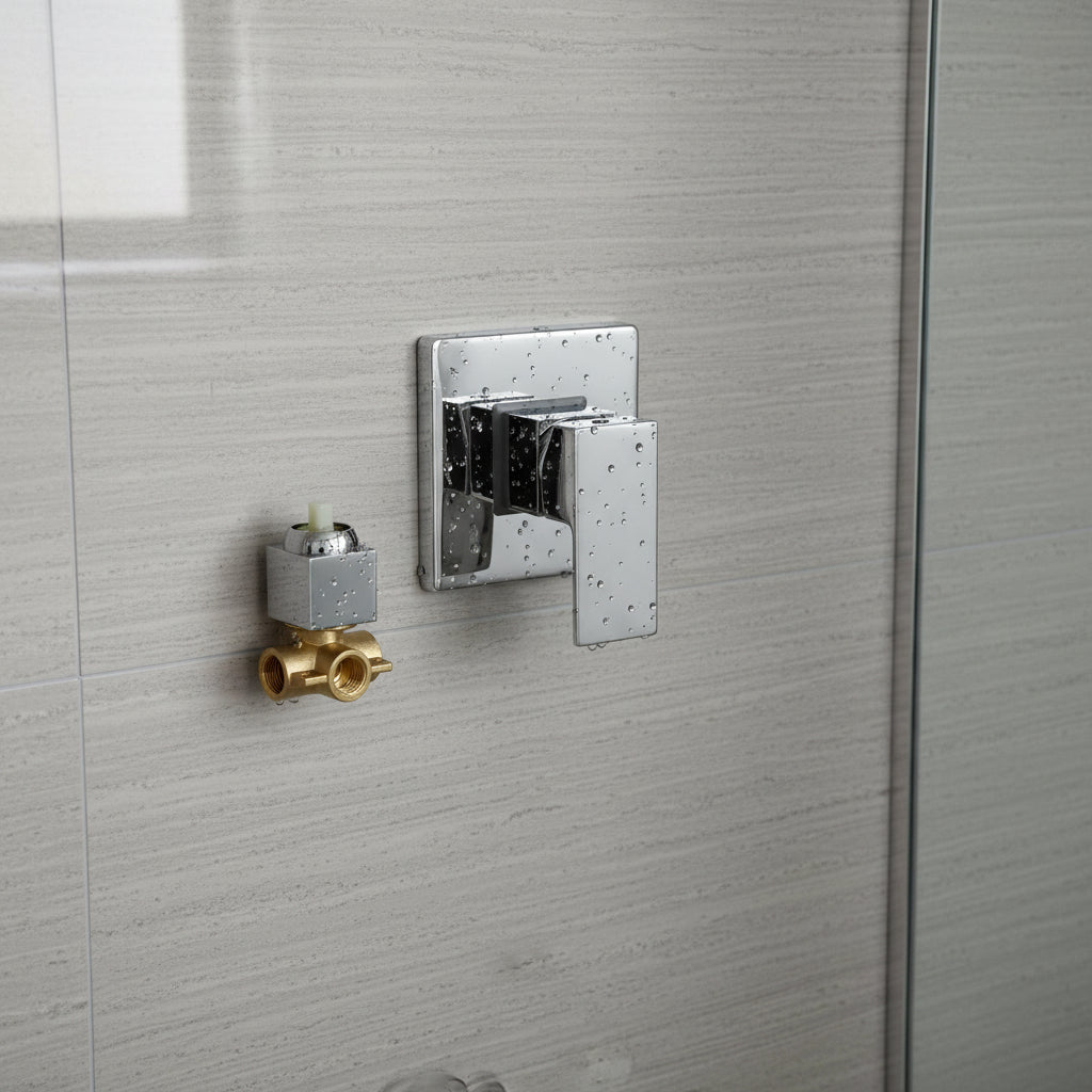 Mezcladora Monocontrol P/ducha Cuadrado Acabado Cromo Gris Cromado