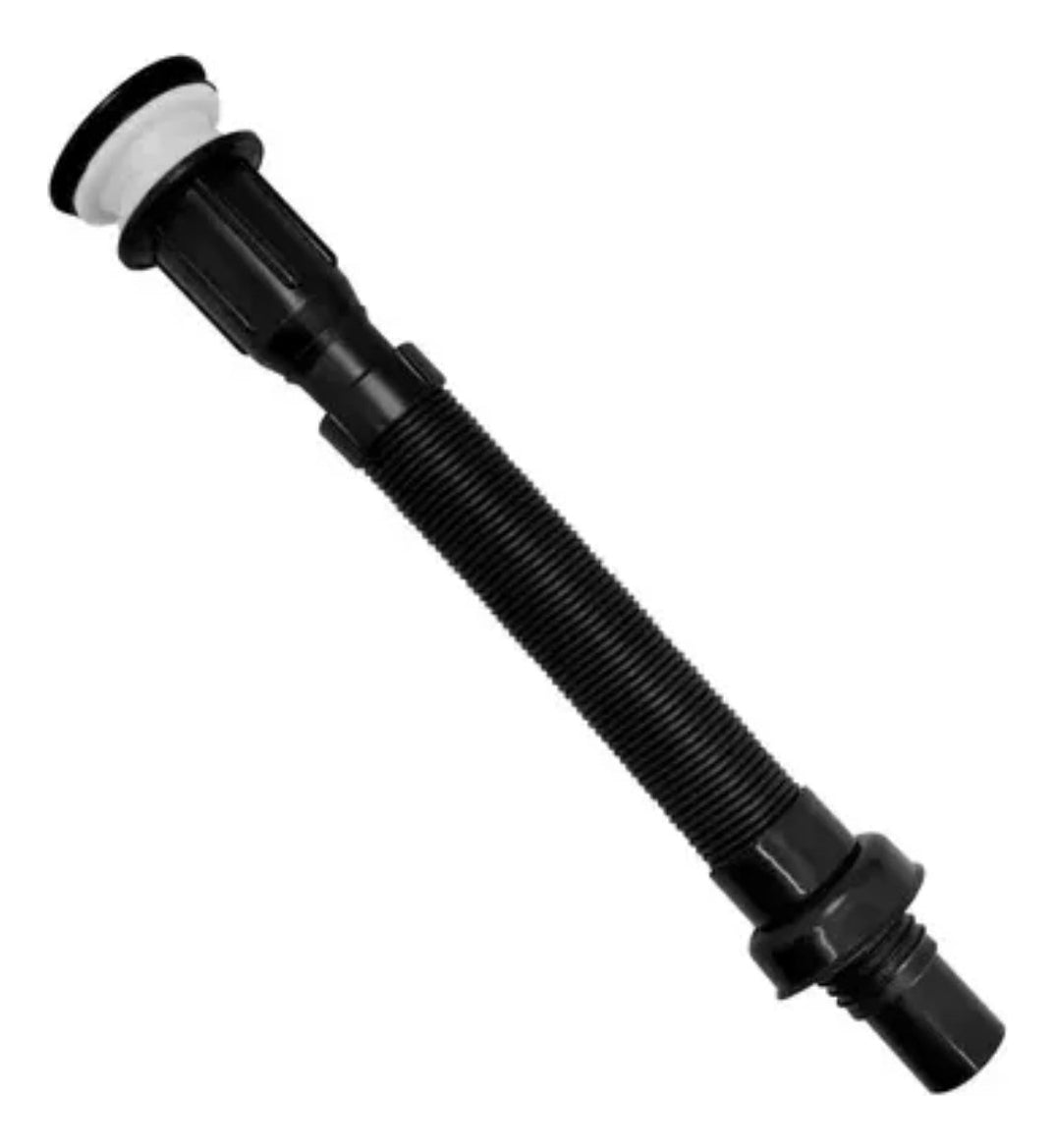 Set X 2 Desague Sifon Push Negro Corrugado Orientable