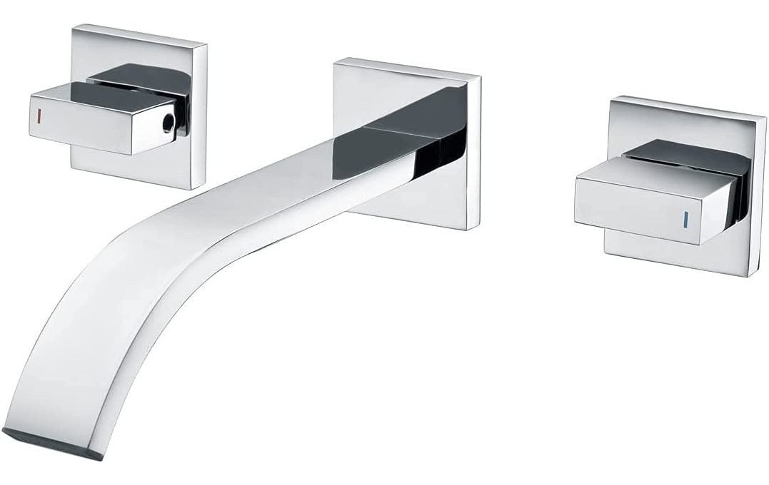 Griferia Lavamanos Cuadrada Pared Mezcla Agua Fria Caliente