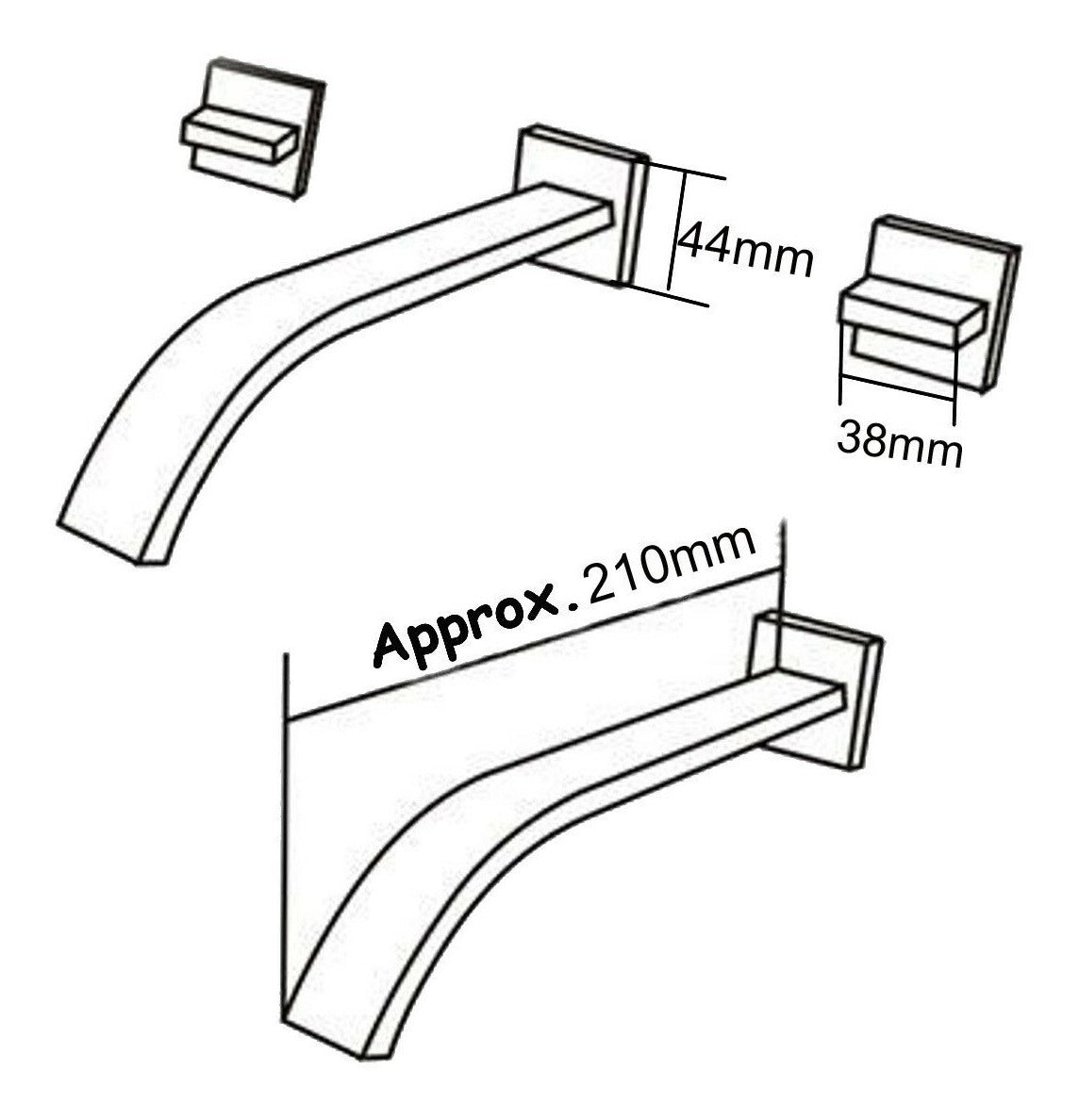 Griferia Lavamanos Cuadrada Pared Mezcla Agua Fria Caliente
