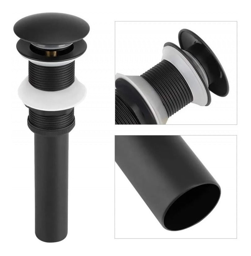 Kit Griferia Cascada Tugela Negra- Lavamanos Pool -desagüe