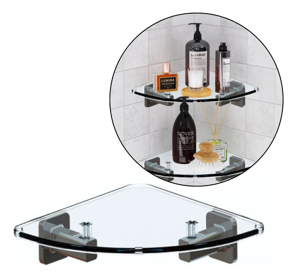 Repisa Esquinera Transparente Multiusos 14.3x47 Cm Alta Resistencia