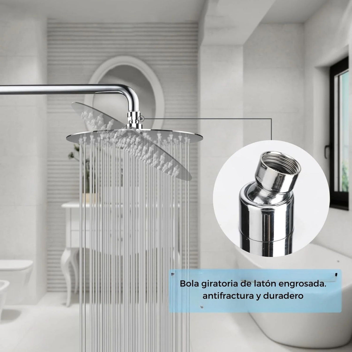 Regadera Acero Ultraplana 25 cms Redonda Alta Calidad Sin Tubo