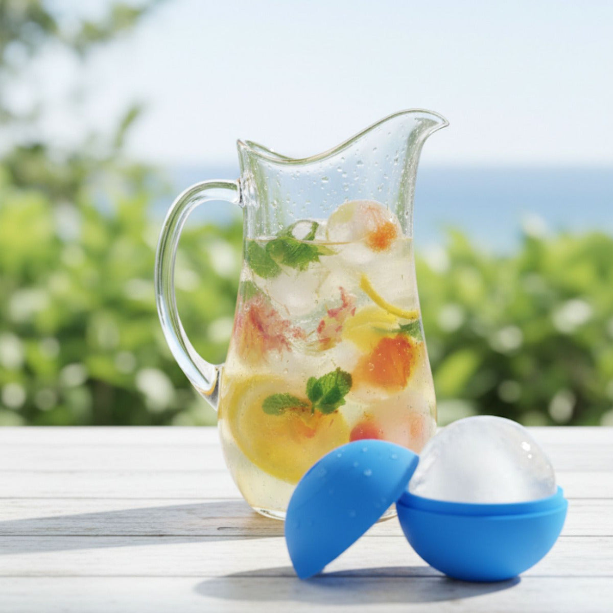 Molde De Silicona Para Hielo Esfera Grande Azul Pack X 2