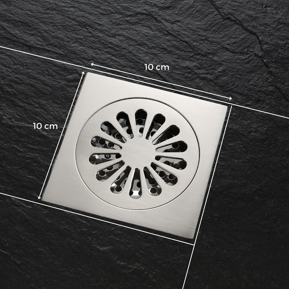 Rejilla de Piso 10x10 Níquel Cepillado con Núcleo de Latón para Desagüe