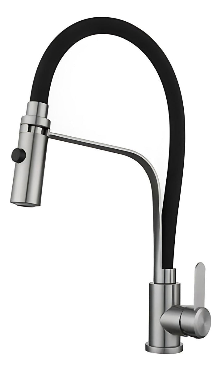 Kit Grifería Para Cocina Cuello Flexible Monocontrol Negra
