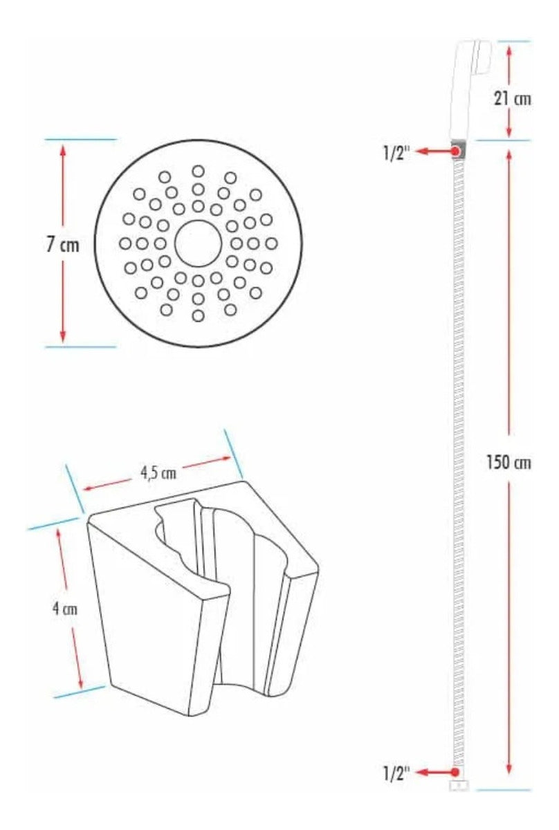Kit Ducha Telefono Manual Cromado Con Manguera