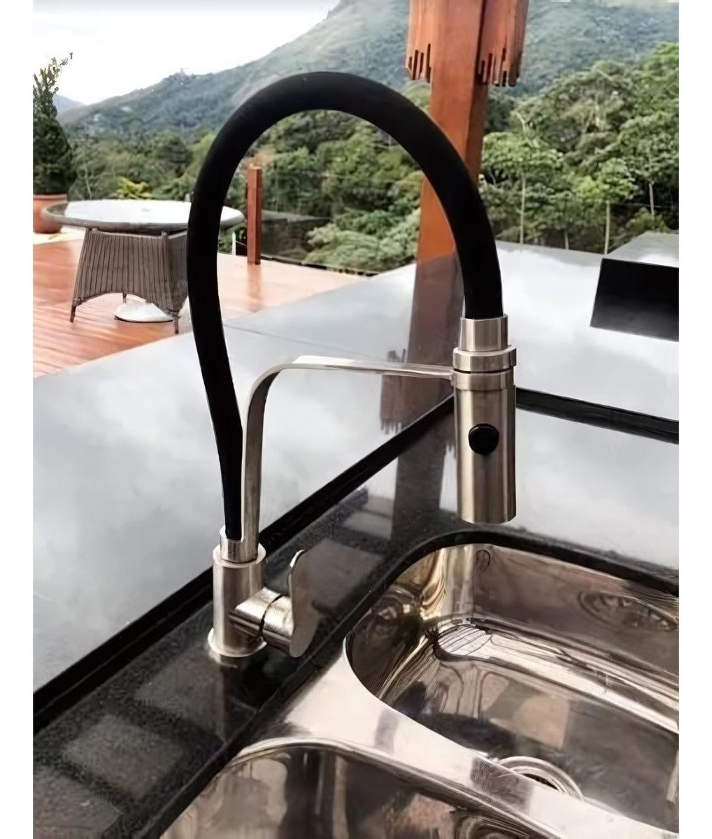 Grifería Para Cocina Cuello Flexible Monocontrol Negra