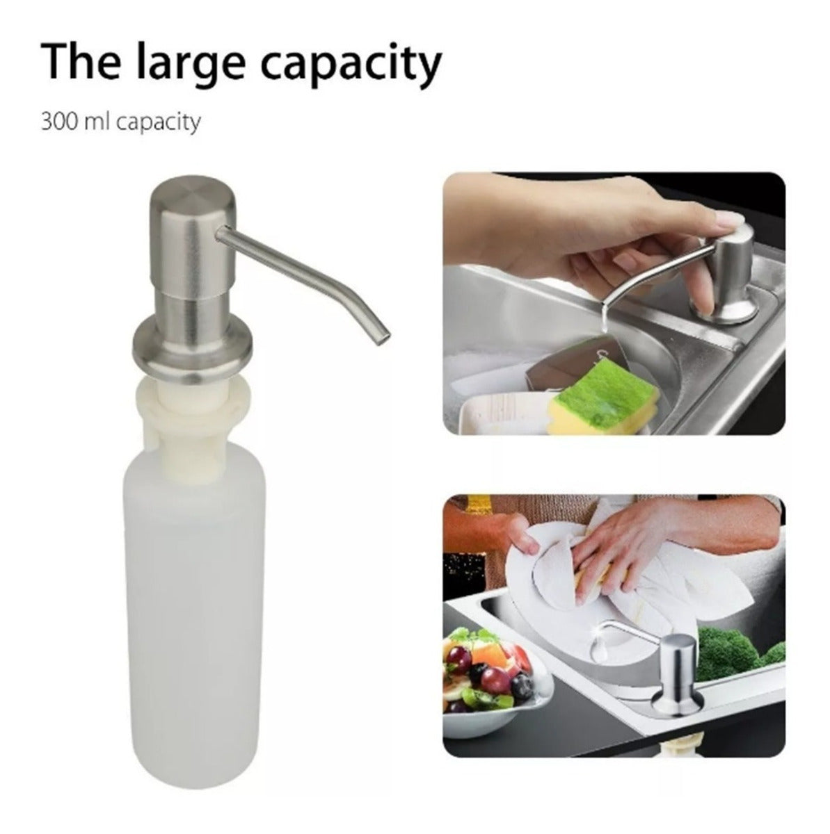 Dispensador De Jab¢n Para Cocina Met lico Con Cuerpo En Abs