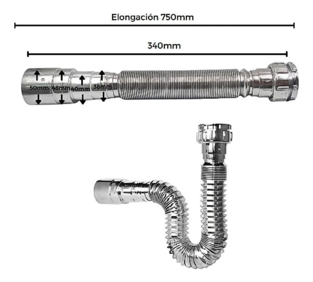 Sifón Flexible Para Lavaplatos/Lavamanos Corrugado