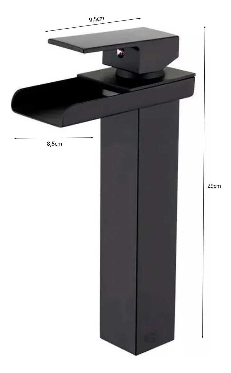 Grifería Monocontrol Alta Cascada Negra Mate Para Lavamanos
