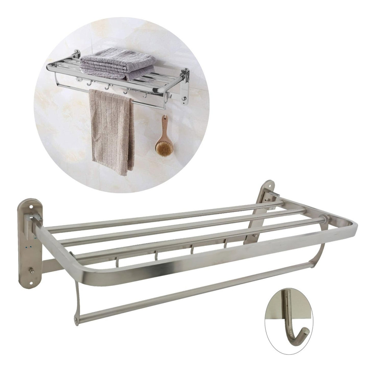 Toallero Hotelero en Acero 304 Satinado Multifuncional