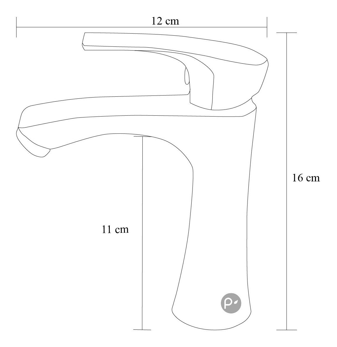 Llave Lavamanos Cuadrado Poste Curvo Metálico De Alta Calidad