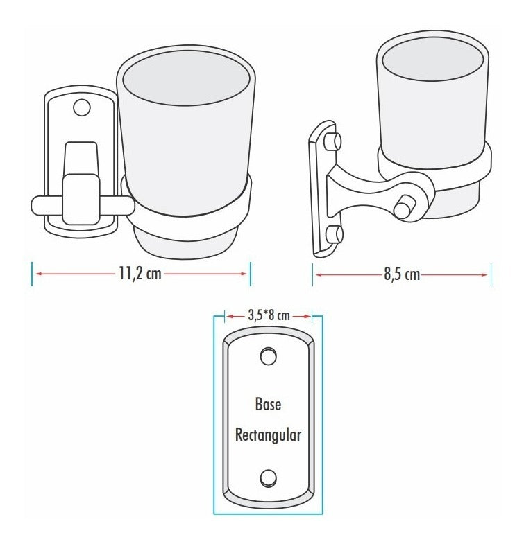 Portavasos Base Rectangular en Aluminio Color Negro