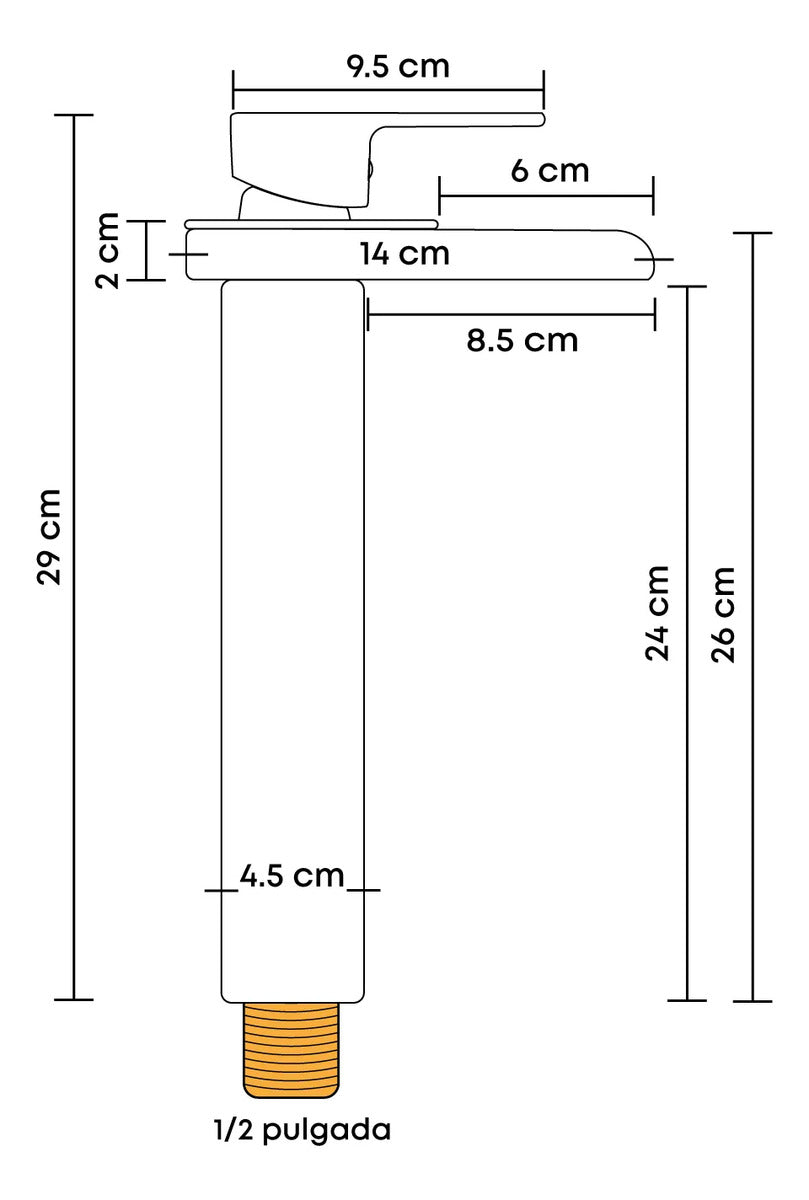 Grifería Monocontrol Alta Cascada Negra Mate Para Lavamanos