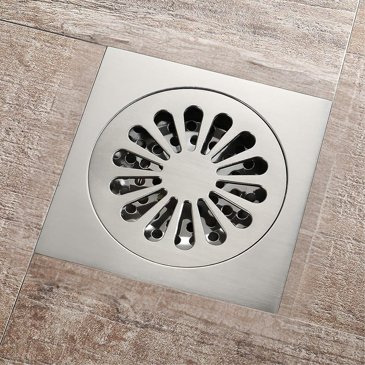 Rejilla de Piso 10x10 Níquel Cepillado con Núcleo de Latón para Desagüe