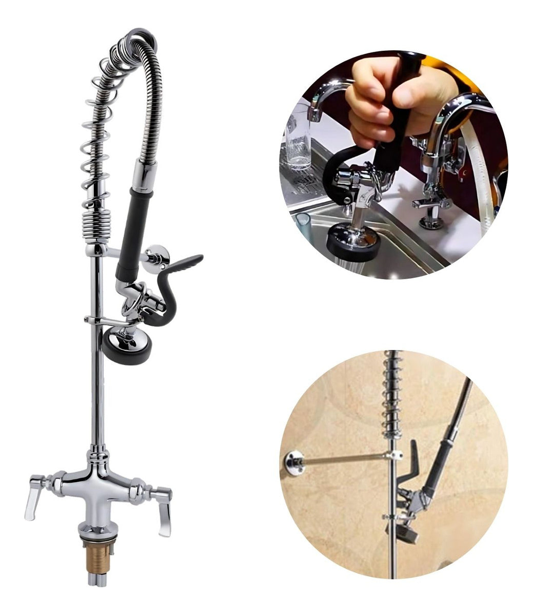 Grifer¡a Doble Mando Institucional Restaurante Mediano - Cromo - 1 Salida - Alta Durabilidad