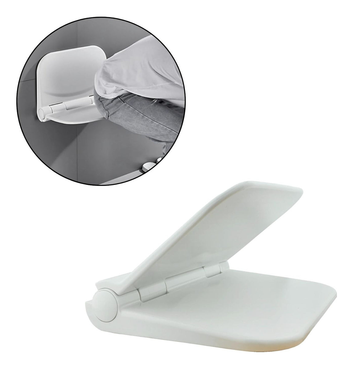 Silla Plegable para Baño -Ducha Blanco - Alta Resistencia 110 kg, Abatible