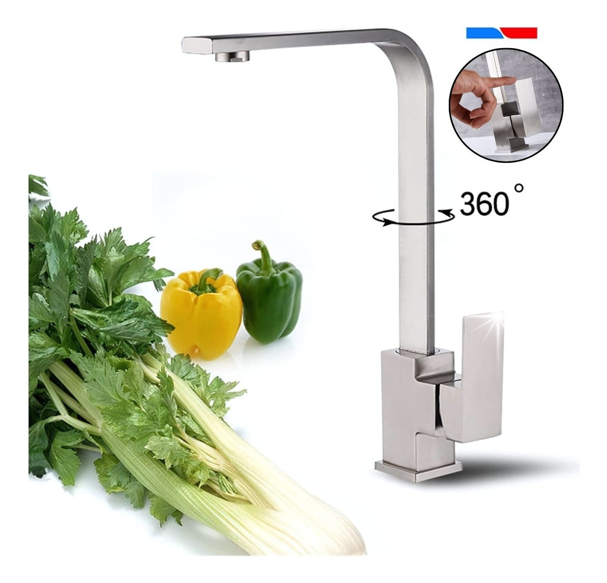 Grifer¡a Lavaplatos Monocontrol Tipo L Satinada Alta Calidad